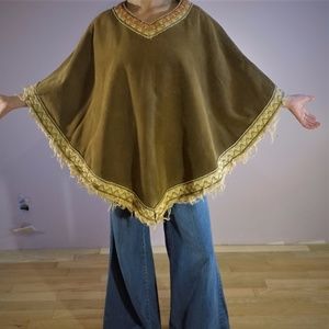 vintage fleece lined poncho